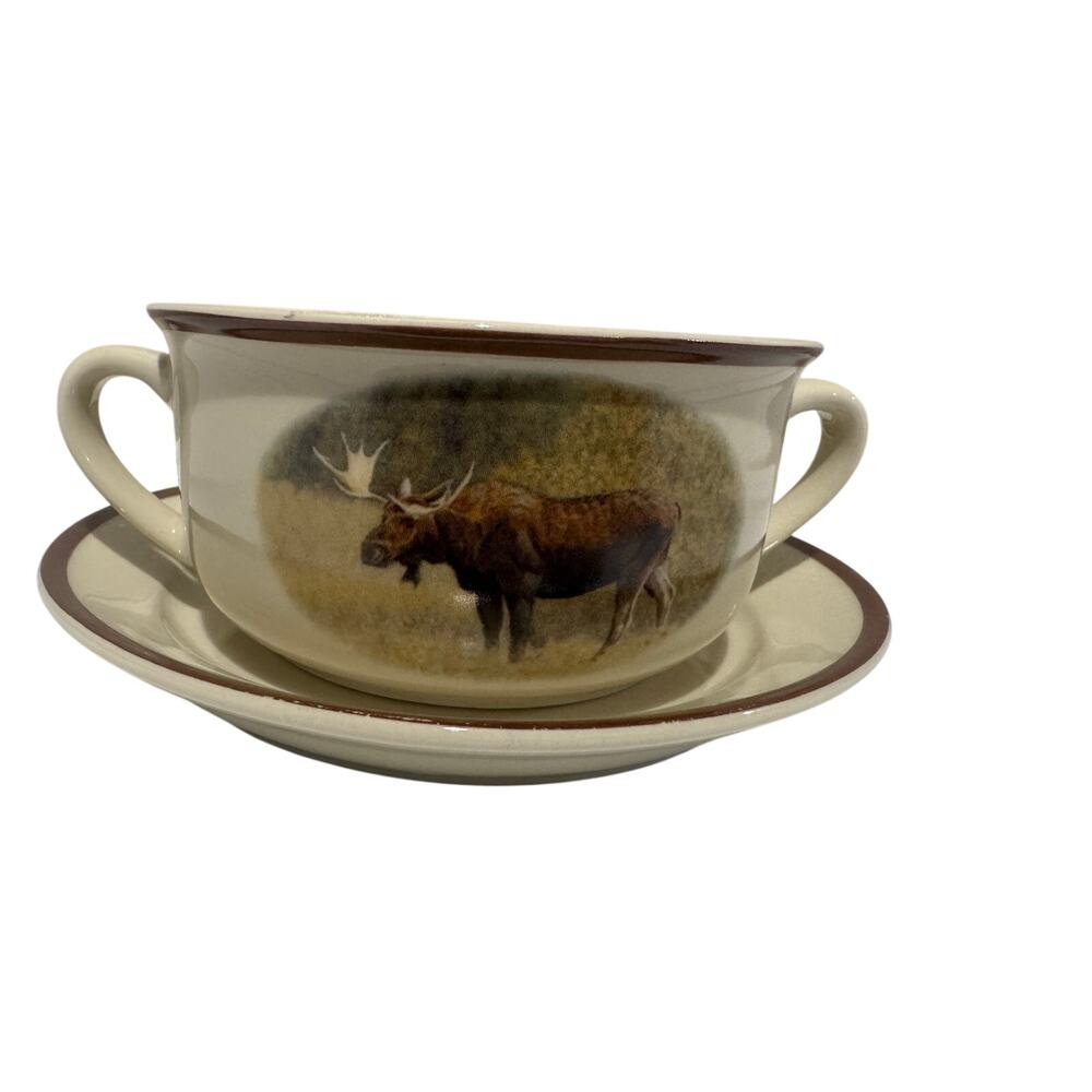 National Wildlife Federation Moose Handled Soup Bowl Plate
